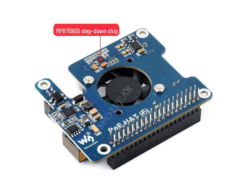 Raspberry Pi 5 PoE Expansion Board with Ethernet, Power Supply Module, Fan, and Metal Heat Sink, 802.3af/at.