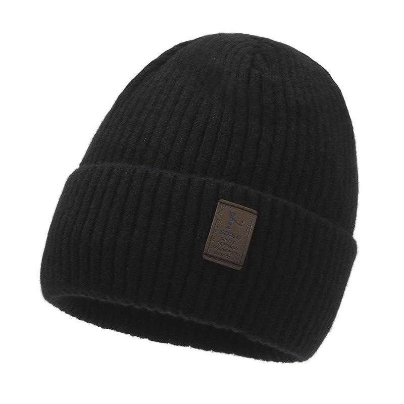 Men's Winter Knitted Hat Velvet Thick Warm Wool Hat Windproof Sleeve Cap for Riding