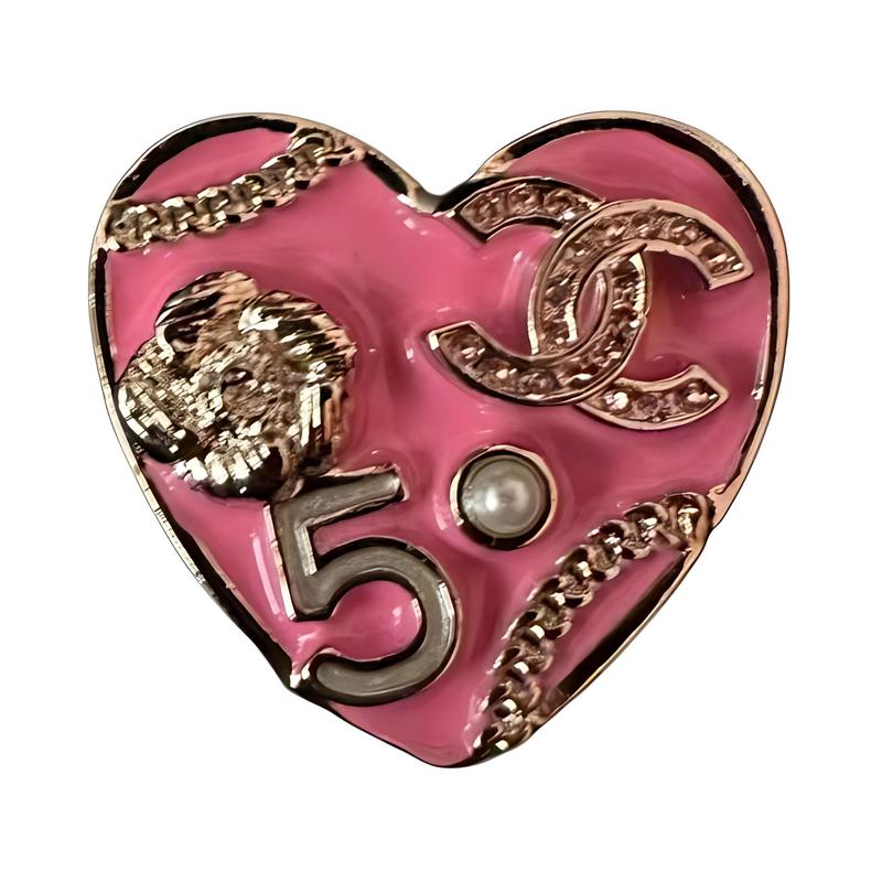 Chanel Металлическая брошь с логотипом, женская, розовая