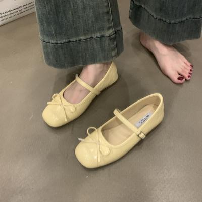 Туфли Мэри Джейн с французским бантом, балетки, туфли на плоской подошве, весенние, в стиле ретро, с неглубоким вырезом, одинарные туфли, женская обувь, мягкая подошва