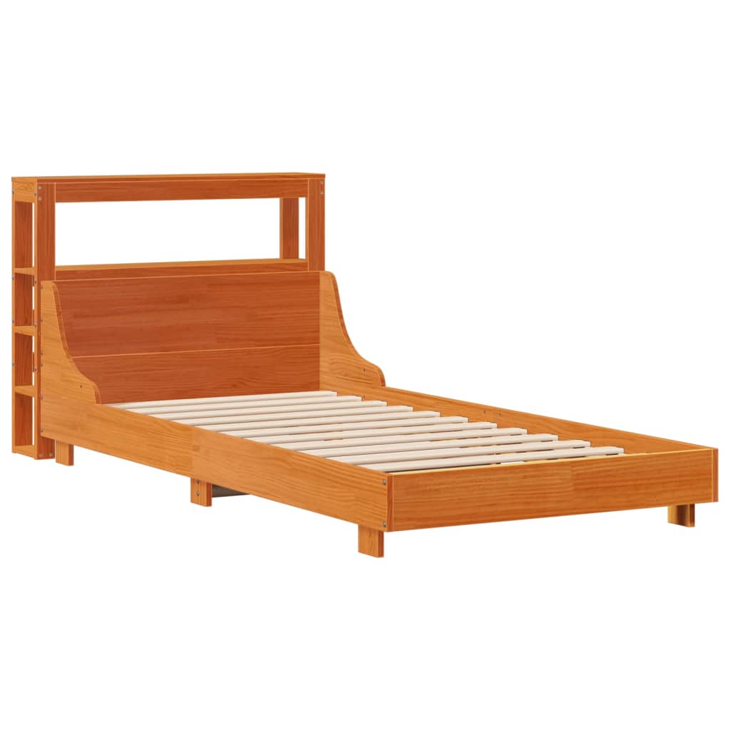 Solid Wood Bed without Mattress Wax Brown 75x190 cm Pine Wood