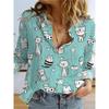 Women's Cactus Printed Top Autumn Elegant Fun Shirt Casual Loose Long Sleeve Fashion Button Top Comfortable Travel Jacket