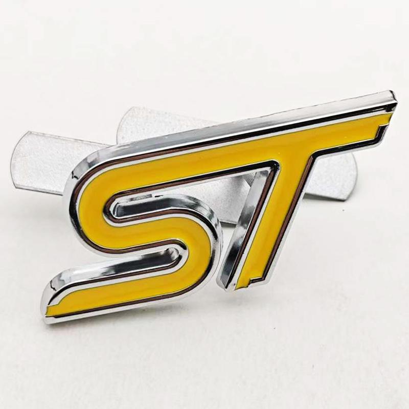 XXUI3 3D Metal Styling ST Logo Car Front Grille Badge Rear Trunk Emblem For Ford Focus Edge Explorer Mondeo Fiesta Escape Accessories