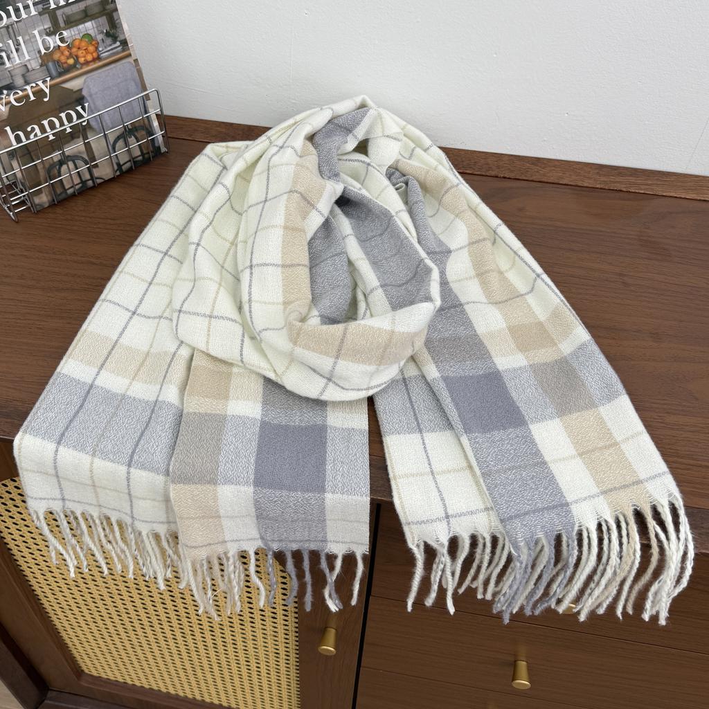 New Korean simple atmosphere scarf women's autumn and winter plaid scarf men's versatile warm shawl dual-purpose