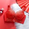 Zodiac Year Red Lingerie Set: Wireless Bra & Panties for Small, Gathered, Side Breasts