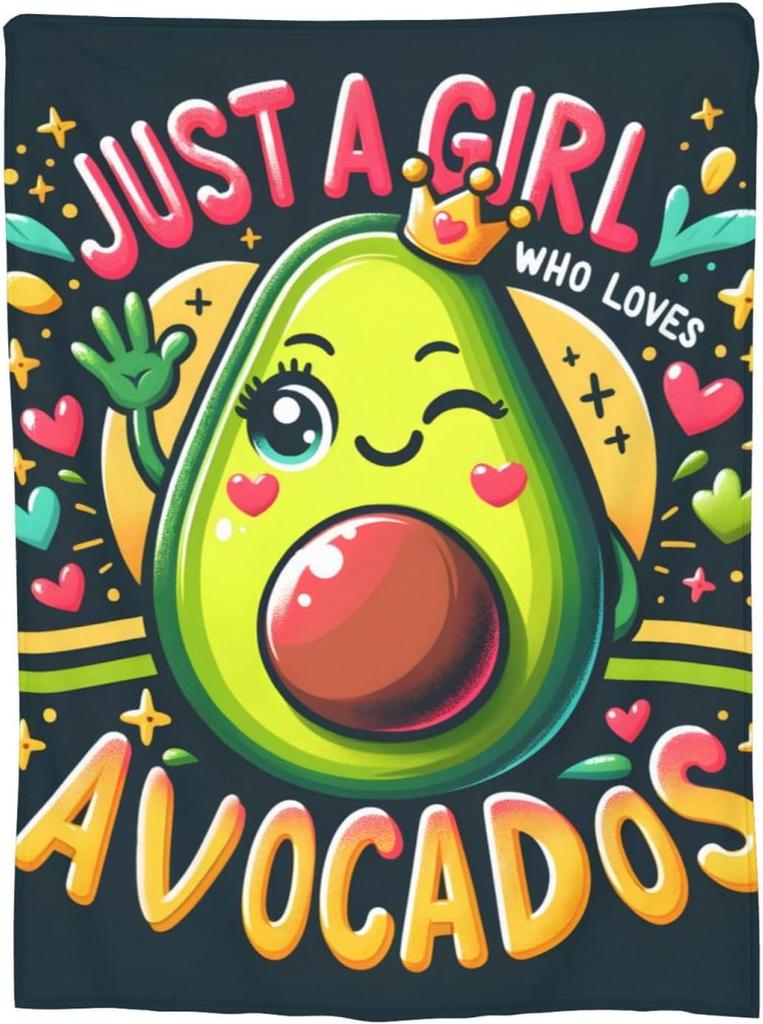 Avocado Fruit Blanket Just a Girl Who Loves Avocado Throw Blankets Gifts Soft Comfy Lightweight for Home Decor Couch Bed Sofa 60