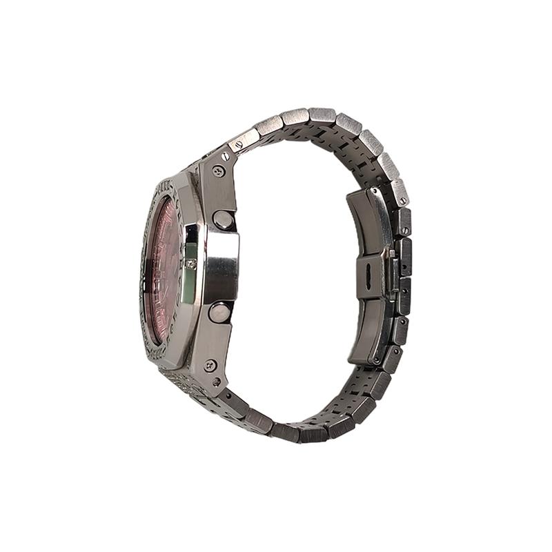 CASIO Customized watch modified series red crystal steel diamond-encrusted silver case fashion trend waterproof 200 meters G GA-2100-4A
