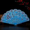 Bronzing Golden Glitter Folding Fan Elegant Plastic Floral Pattern Handheld Fan for Lady Dance Decor