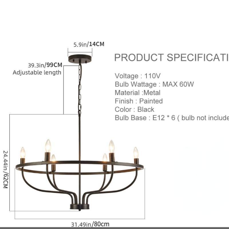Элегантная золотая люстра со свечами на 6 ламп — идеально подходит для столовой, гостиной, спальни и кухни