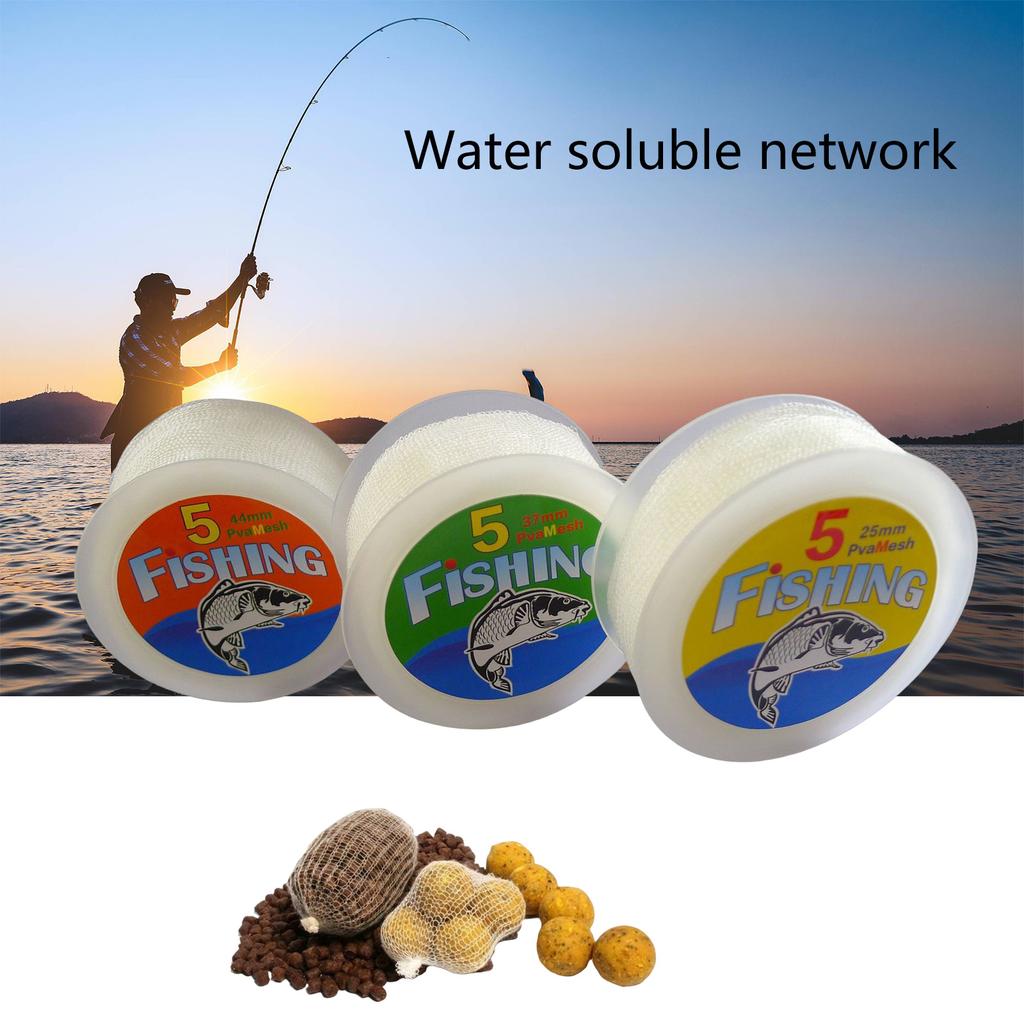 25/37/44mm Refill Carp Fishing Stocking Rig Baits Bag Soluble Fishing Mesh 5m PVA Mesh Dissolving Rig Baits Wrap Bags