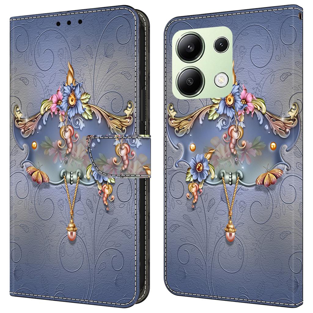 Для Xiaomi Redmi Note 13 4G кожаный чехол с принтом и бумажником-подставкой для телефона