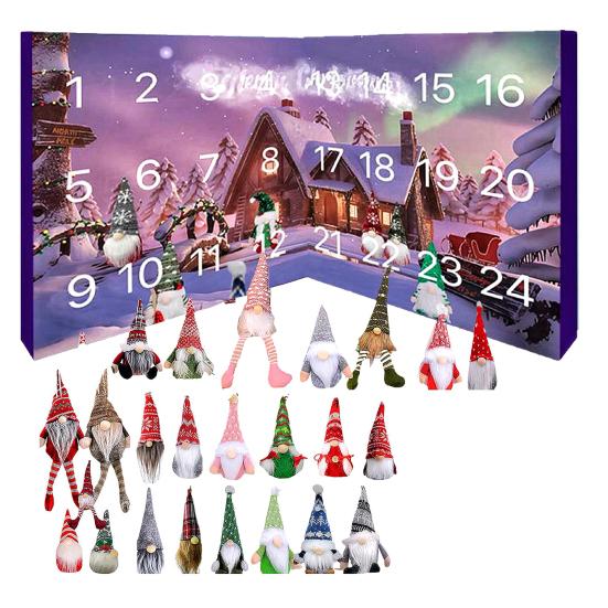 Рождественский адвент-календарь «Гномы» на 2025 год, коробка для отсчета 24 дней с фигурками гномов, праздничный дом