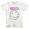 26 Nirvana Фиолетовая Счастливое Лицо Футболка Белая Новая Унисекс Футболка