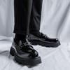Мужские кожаные туфли дерби Джентльменский британский стиль Вечеринка Улица повседневная уличная Модная молодежная обувь Классические черные На толстой подошве
