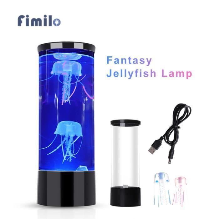 Veilleuse - Lampe à motif de méduses - Couleurs changeantes - Rechargeable USB - Ambiance relaxante