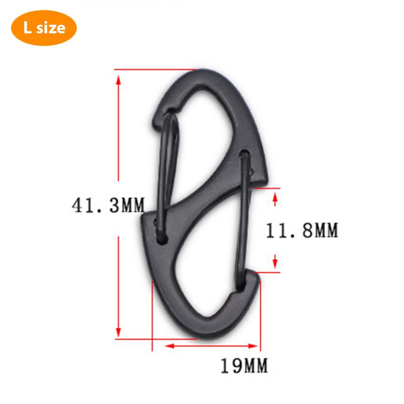 10Pcs Stainless Steel S Type Carabiner With Lock Keychain Hook Camping Key-Lock