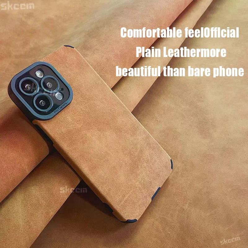 Модный чехол для iPhone 16 15 14 13 12 11 Pro Max X XS XR 8 7 Plus Mini Мех Кожа Полная защита объектива Чехлы Крышка