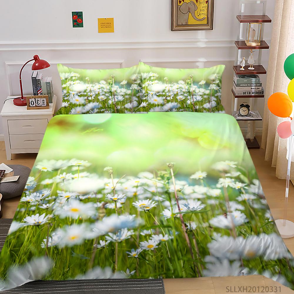 3D маленькое постельное белье с рисунком ромашки, односпальная двуспальная кровать, полноразмерная наволочка с рисунком хризантемы и пододеяльник, удобное украшение для дома