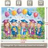 Graduation Party Backdrop Banner, Colorful Balloons and Grad Cap with Cartoon Graduate, 90.5x70.8 in Polyester Photo Background for Celebration