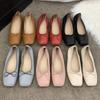 Fashion Soft PU Leather Bowtie Ballets Shoes Woman Square Toe Flats Cozy Roll-Up Moccasines Mujer Wedding Loafers Brides Dance Ballerina
