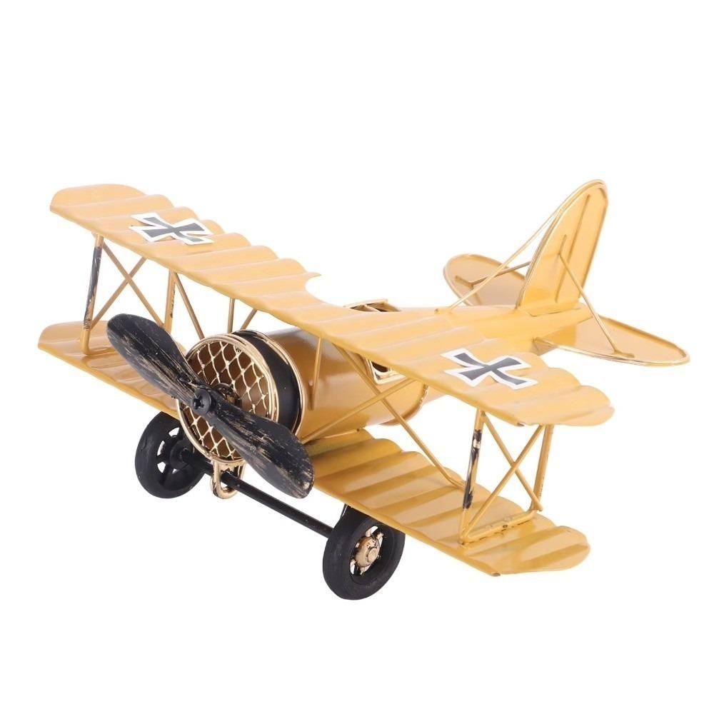 Vintage Airplane Model Ornament Metal Construction Iron Aircraft Model Cafe Ornament