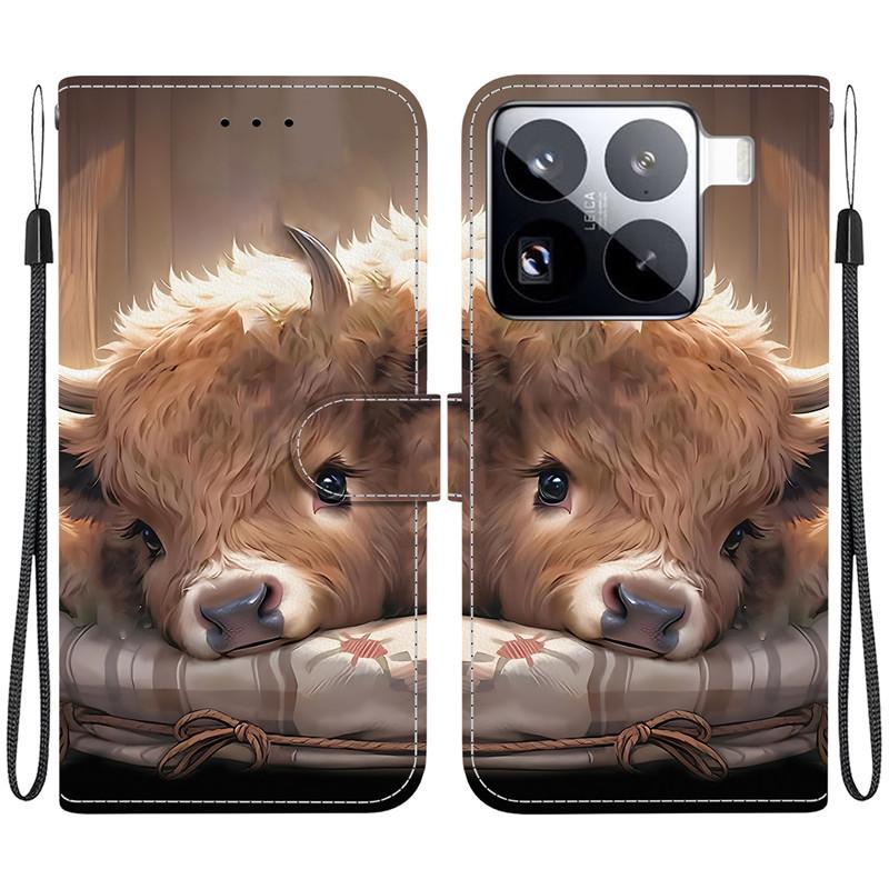 Чехол Животное Лев Панда Кожаный Чехол для Телефона Для Xiaomi 15 Ultra 14 14T 13 13T 12T Pro 12 Lite 12X Кошелек Флип Карта Магнитные Чехлы