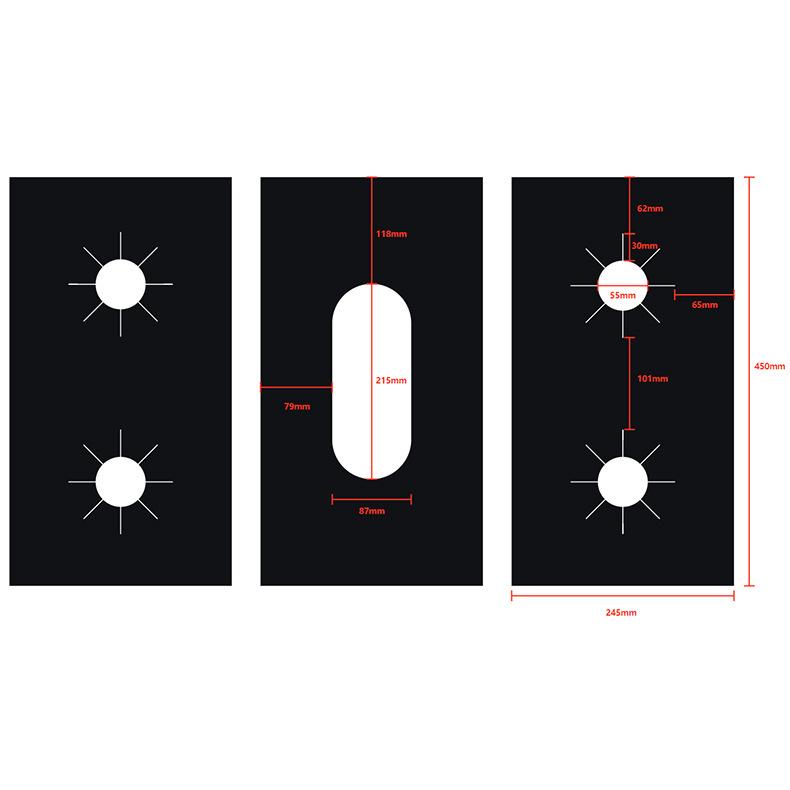 Five-hole Teflon Gas Stove Oil-proof Cleaning Mats - 3-piece Set