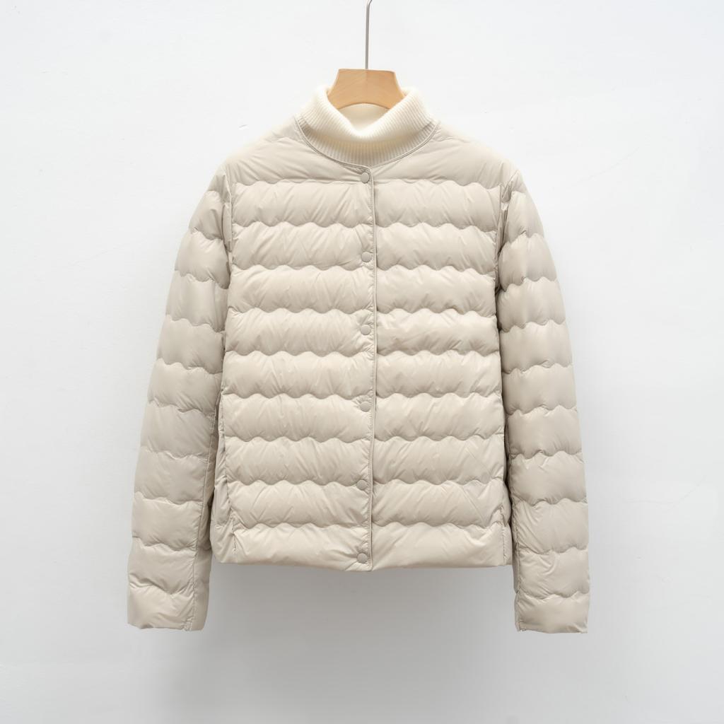 Пуховик New National Standard 90 Down Универсальный круглый вырез Простой волнистый узор Осенняя и зимняя куртка Пуховик женский