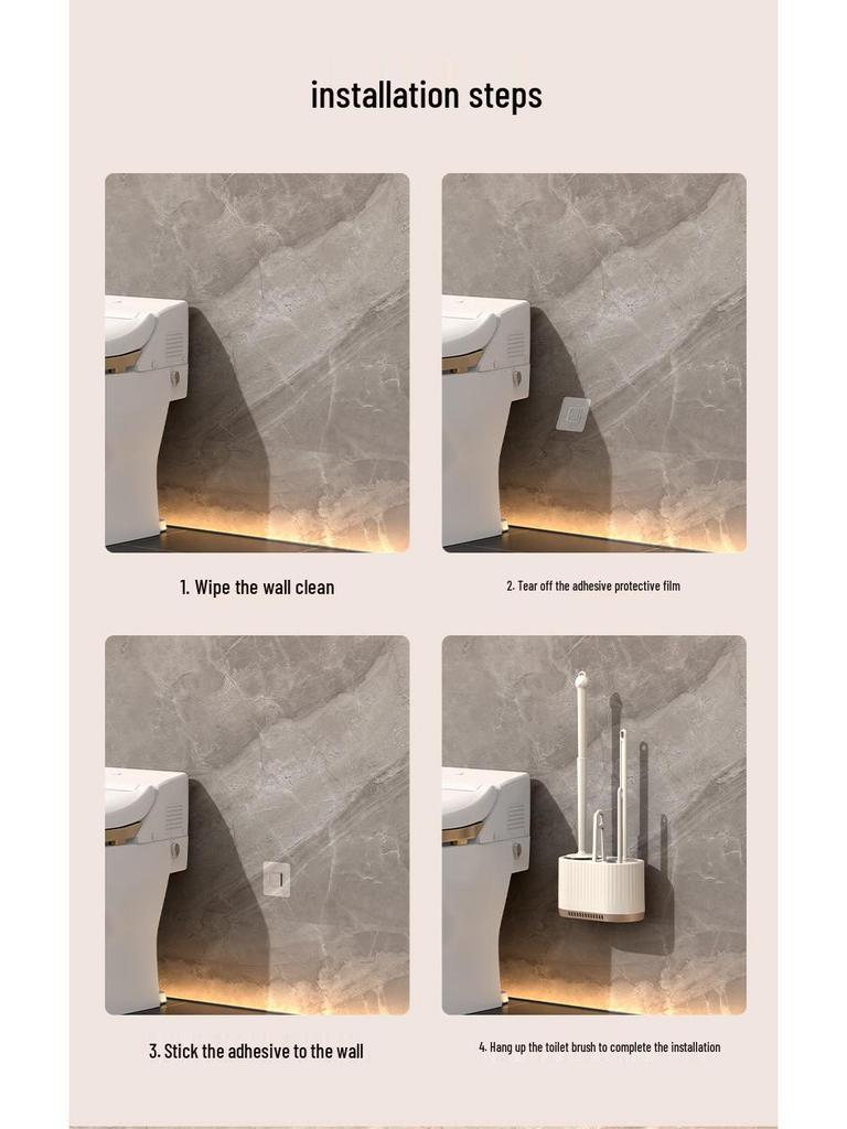 Набор из четырех предметов: туалетная щетка для ванной комнаты с подставкой - многофункциональная, очистка без мертвых зон.