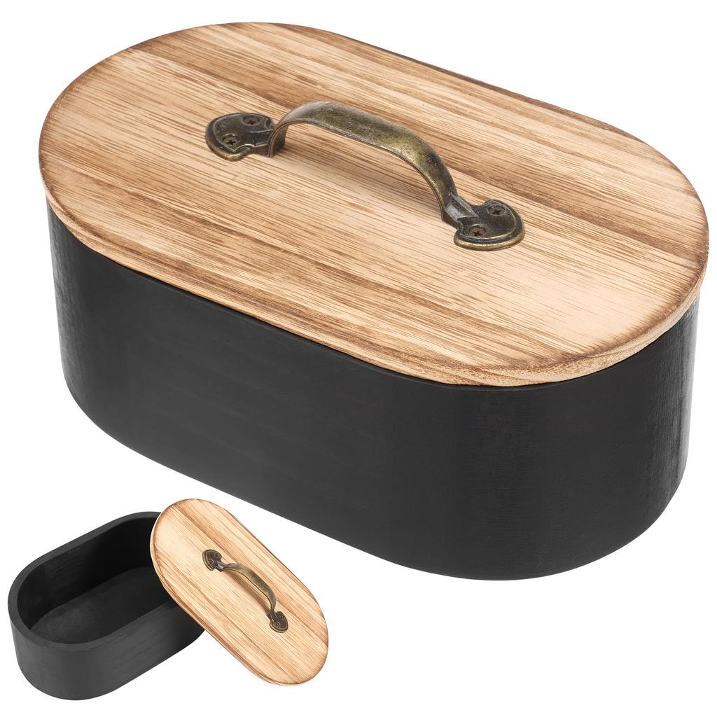 Wooden Tampon Holder with Lid 3-Grid Bathroom Tampon Storage Box Large Capacity Dust Proof Feminine Product Organizer