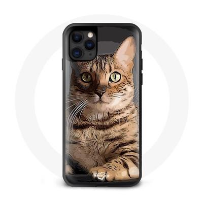 Чехол - MANIACASE - Iphone 12 pro - Мягкий - Черный - Рисунок Бенгальская кошка