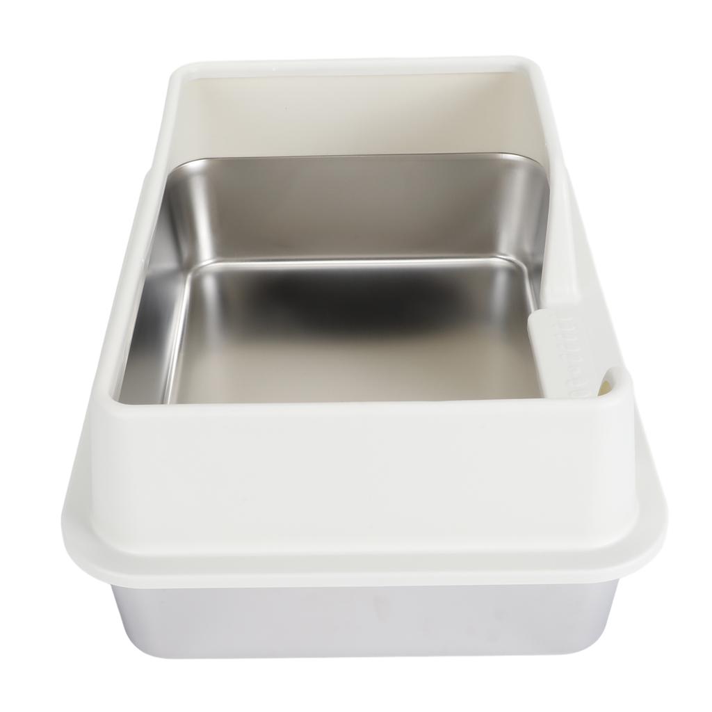 Stainless Steel Litter Box High Sides Anti Splashing Easy to Clean Enclosed Cat Litter Box for