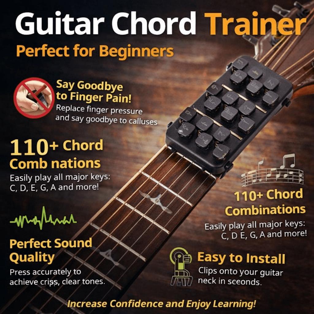 Guitar Chord Practice Device Suitable for beginners110Chord Easy-Press System Portable Practice Tool with Chord Chart is perfect for learning