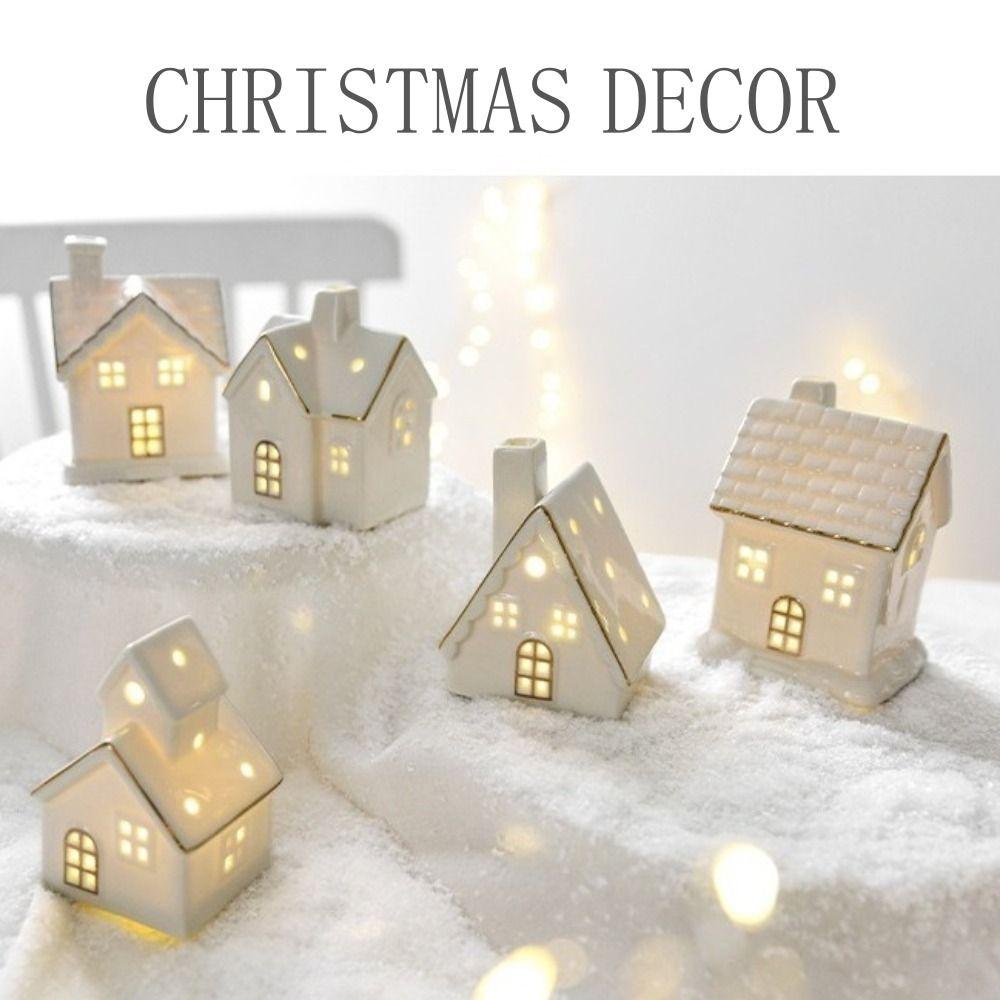 Керамические домики рождественской деревни Белый дом Фигурки Новый фарфоровый деревенский домик Зимний декор