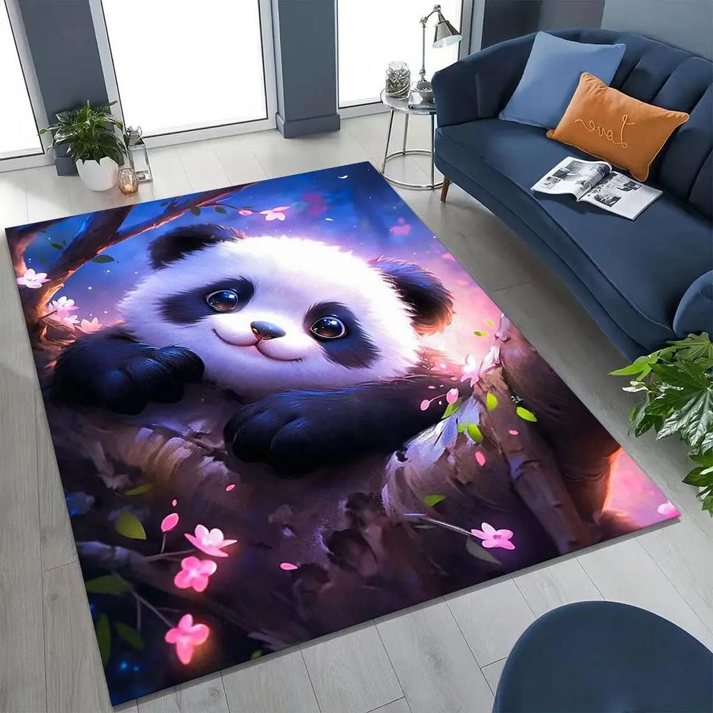 Милый коврик для пола с принтом бамбука и панды, мягкий, моющийся, нескользящий, устойчивый к пятнам, ковер для гостиной, спальни, детской комнаты, домашний декор