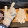 Женские и мужские кашемировые эластичные уличные перчатки с полным пальцем, теплые толстые зимние перчатки, варежки