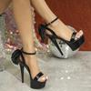 Модные черные 15-сантиметровые туфли на ультравысоком каблуке-шпильке, сандалии на водонепроницаемой платформе для летних показов мод и мероприятий на подиуме