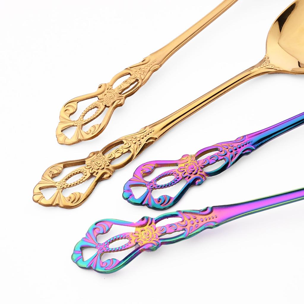 Juice Spoons Coffee Stirring Cutlery Set Colorful Teaspoon Dinnerware Ice Cream Long Handle Scoop Tableware Flatware Kitchen Tools