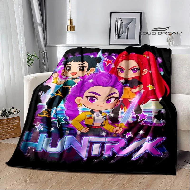KPop Demon Hunters Cartoon printed blanket Picnic blanket Warm Flannel blankets Home bed linings blankets for beds Birthday Gift