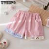 Летние шорты для девочек, цветные блоки, дышащие брюки прямого кроя, универсальные брюки для малышек для ношения на улице
