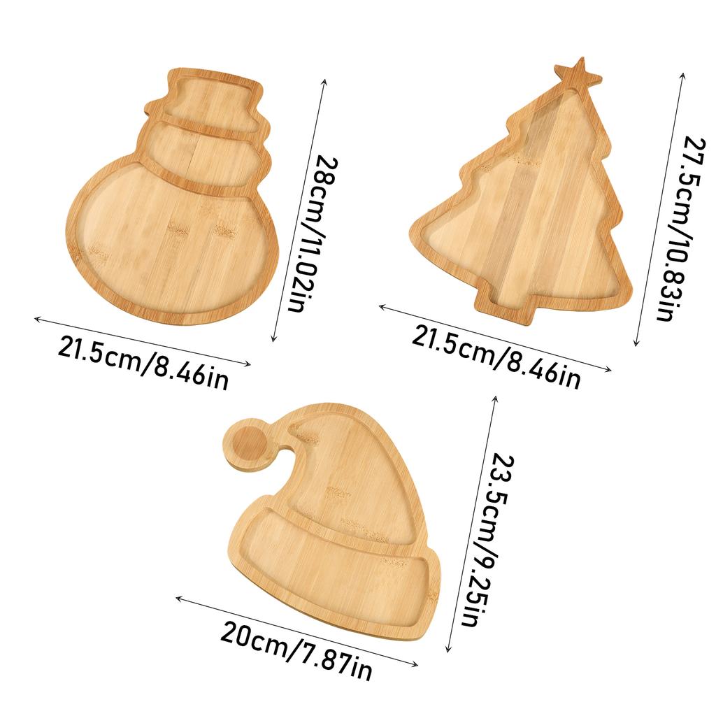 Рождественский Деревянный Поднос Рождественская Елка Рождественская Шапка Лось Тарелка Для Еды Хранение Еды Поднос из Массива Дерева Тарелка для Фруктов Десертов Украшения для Вечеринки