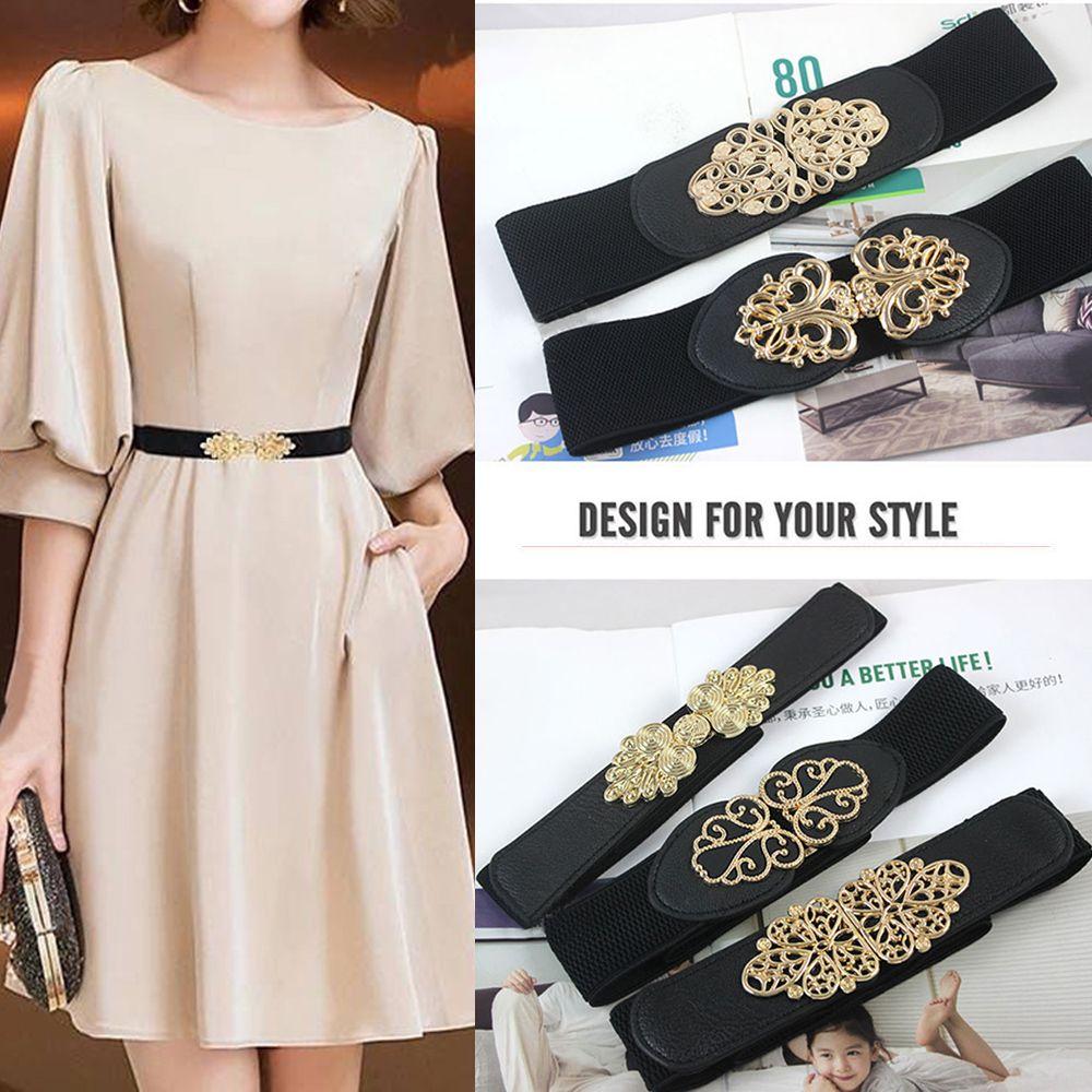 Fashion Women Accessories Sweater Decorative Wide Waist Belt Elastic Buckle Dress Strap Waistband