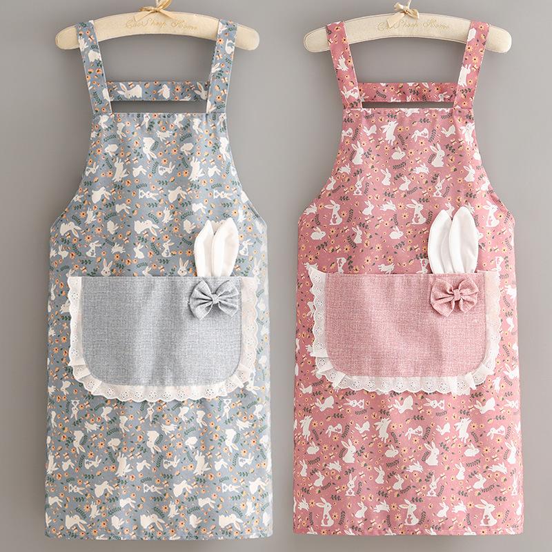 2025 Canvas Apron Women Cute Home Kitchen Anti-fouling Wear-resistant Breathable Cooking Apron Workwear with Large Pocket