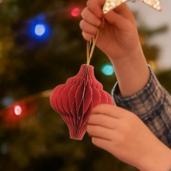 Рождественские бумажные сотовые украшения для елки 3D бумажный сотовый фонарь с блестящим краем для винтажной нейтральной рождественской вечеринки домашний декор