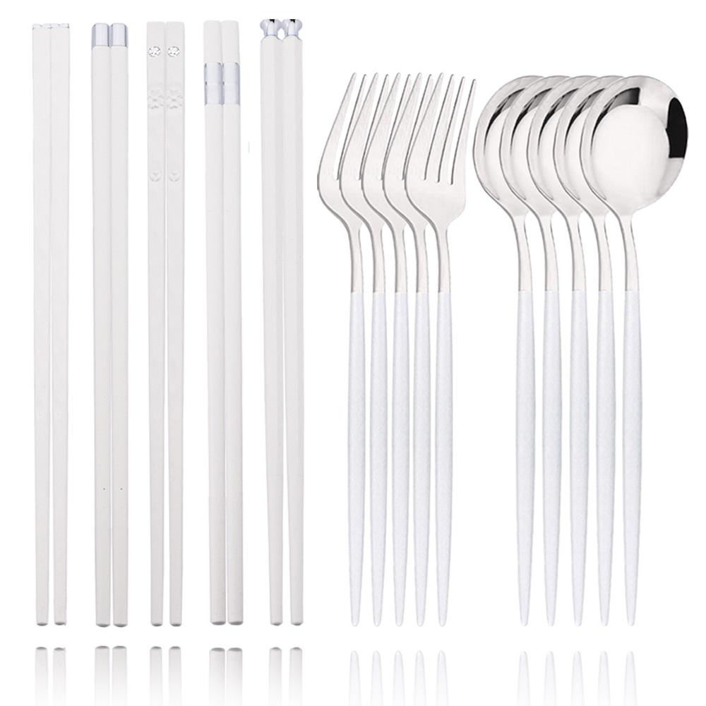 Черный золотой корейский столовый набор 15-20 предметов роскошный набор столовых приборов из нержавеющей стали столовая посуда нож вилка ложка палочки для еды набор столовых приборов