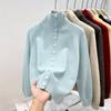 Olo Lapel Knitted Cardigan Sweater Women's Autumn and Winter Thickened Unique Super Good-looking Turtleneck Single-breasted Bottoming Top