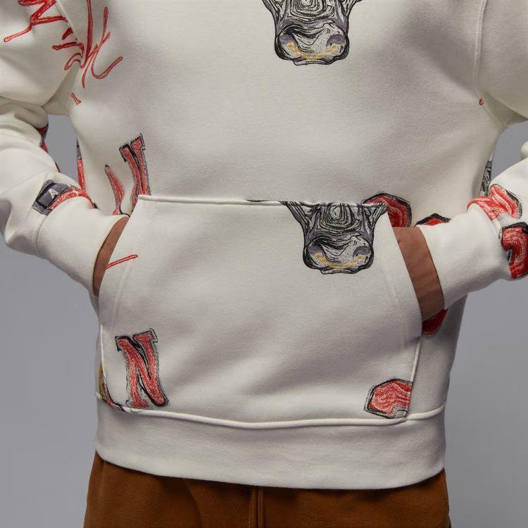 Jordan Brooklyn Повседневная толстовка с капюшоном и флисовой подкладкой с принтом и длинным рукавом Мужские топы Парусно-белый FN4546-133