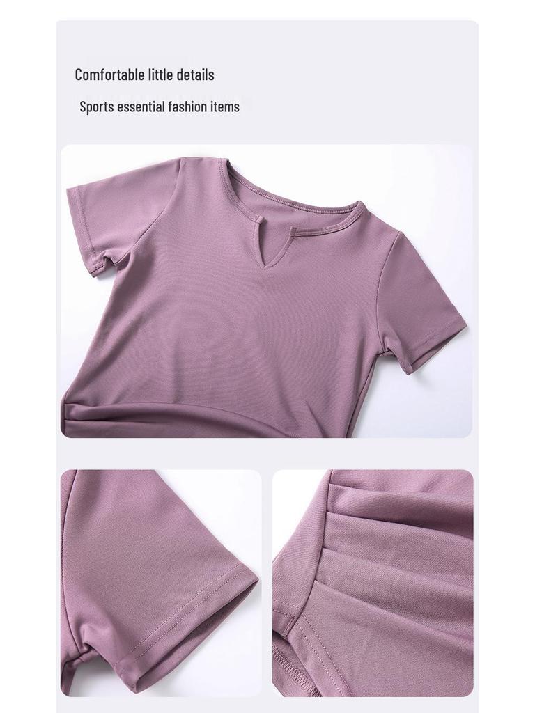 Women's Quick-Dry Slimming Yoga T-Shirt - Breathable Short Sleeve Running & Fitness Top