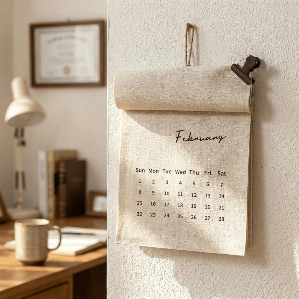 Retro Style Monthly Calendar Portable Calendar Planner Fabric Wall Calendar  Classroom