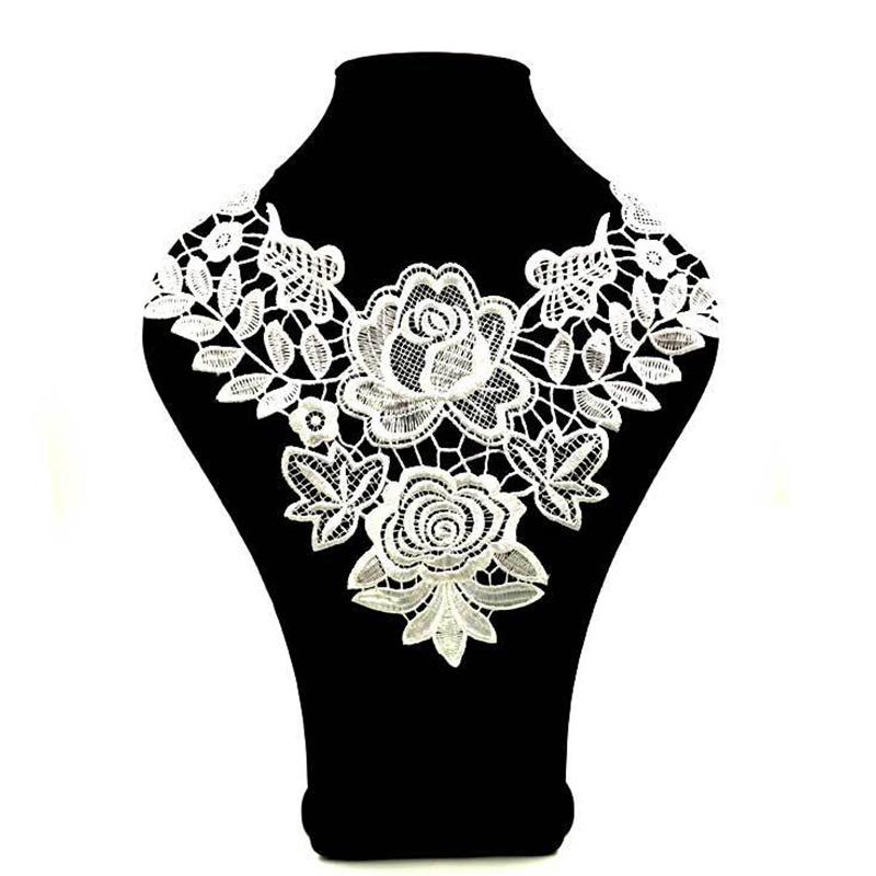 1PC Craft Diy Sewing Fabric Patches 3D Hollow Lace Trim Embroidery Collar Wedding Dress EMA